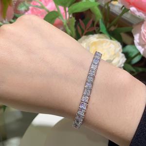 Style classique 14K Plaqué Or VVS Moissanite Tennis Bracelet Carré Diamante Bijoux De Mode Pendentif Plaqué Rhodium - Product Image 2