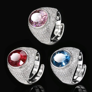 High Quality Jewelry Eco-friendly Copper Oval Cut 10*12mm Red Zircon Stone Rings Jewelry Women for Refined Feminine - Product Image 3