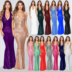 african plus size women purple red sequin halter neck backless long mermaid wedding party evening dress for bride fat women