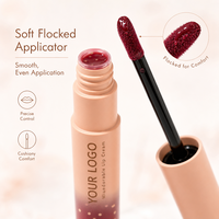 Brillo Labial en Tubo Degradado OEM/ODM, Etiqueta Privada, Venta al por Mayor, Fórmula Cremosa Rojo Baya con Partículas, Tapa Color Durazno Mate, Base de Vidrio