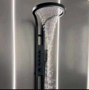 LEBED Système de douche cascade et pluie avec panneau, en laiton noir et cuivre, fixation murale, multifonction, modèle 2025, très populaire sur <span class=keywords><strong>TikTok</strong></span> - Product Image 3