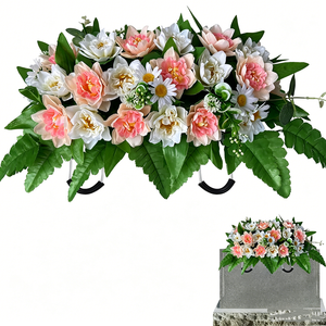 Plastic Sunflower Memorial Wreath <strong>for</strong> <strong>Graves</strong> Durable <strong>Artificial</strong> <strong>Flower</strong> Arrangement with Green Ferns <strong>for</strong> Tombstone Decoration - Product Image 6