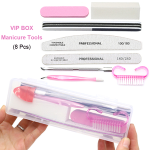 8 pz/scatola da vista Set per Manicure professionale Zebra lima per unghie tampone in legno lavabile per cuticole push Gel UV Kit di strumenti per unghie - Product Image 2