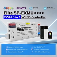 Controlador WLED 5 en 1 JIUAN GL-C-611WL Elite 5P-EXMU PWM con 5 Canales RGB/W/CCT/Dimming, 720W, Alcance de 15M, WiFi, 2 Años de Garantía