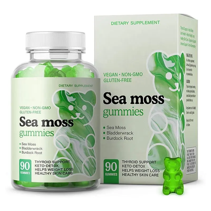 OEM Sea Moss Gummies Vegan candy with Bladderwrack, Irish Moss & Burdock Root Supplements for detox ,Immune Support