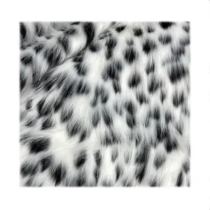 New launch fancy stock faux fur fabric fox leopard jacquard printed long pile plush for women garment carpet