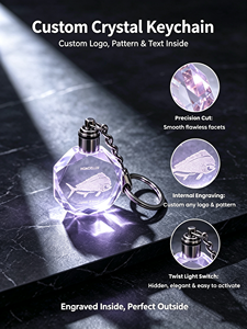 Nouveauté, cadeau promotionnel, porte-clés en cristal 3D avec lumière LED, porte-clés personnalisé avec logo de voiture, porte-clés en cristal K9 - Product Image 5