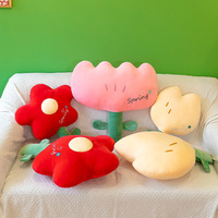 Coussin de canapé en forme de petite fleur rouge, dossier en forme de tulipe mignon, jouet en peluche floral pour lit de mariage et décoration