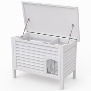 Perrera de madera aislada para perros con cortina de <span class=keywords><strong>PVC</strong></span> y piso extraíble para una fácil limpieza de la casa al aire libre para perros - Product Image 2