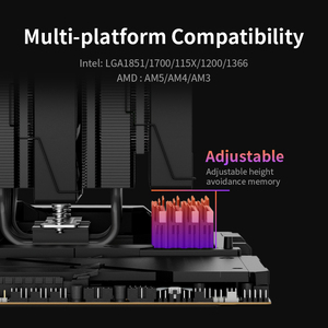 Кулер для процессора Gamer-X MK6 с двойным PWM-управлением, жидкостными подшипниками, ARGB-подсветкой, 6 тепловыми трубками, тихий (32.5 дБ), для игровых ПК - Product Image 6