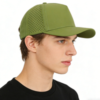 Casquette de golf unie pour homme, visière incurvée, 5 panneaux, perforations découpées au laser, fermeture snapback, casquette de baseball perforée
