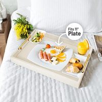 Plateau de service rectangulaire moderne à un seul niveau en bois massif, finition laquée blanche, portable, multifonctionnel, personnalisable, pour salon