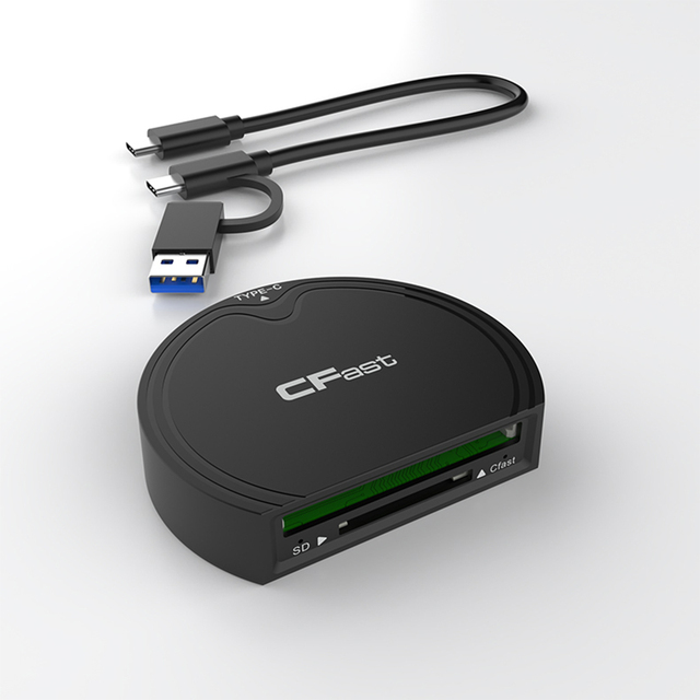 Plug and Play 2 in 1 USB 3.0 CFast Card Reader Compatible for CFast/SD/SDHC/SCXC/MMC/MMC Micro