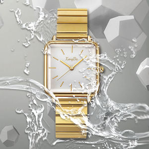 Elegante lujo mujer relojes de cuarzo Simple cuadrado plata oro Acero inoxidable Correa cuero aleación cristal moda mujer - Product Image 3