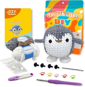 Adorable pingouin DIY <span class=keywords><strong>Crochet</strong></span> Amigurumi Doll Kit pour débutants Fabrication de bijoux Jouets avec tutoriel vidéo pour les nouveaux artisans - Product Image 1