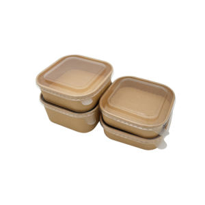 Заводская изготовленная на заказ миска для обедов 1000 мл крафт-бумага для салата одноразовая прямоугольная бумажная квадратная емкость для салата миски - Product Image 6