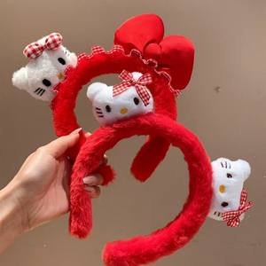 Diadema de Plástico/Resina Hecha a Mano con Diseño de Gatito Rojo de Año Nuevo, Estilo Dulce, para Mujer, con Diseño de Calavera, Accesorio para el Cabello - Product Image 1