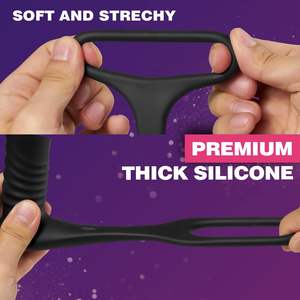 Stoßender Analvibrator mit dickem Penisring, Vibrierender und Teleskop-Prostatamassagegerät - Product Image 4