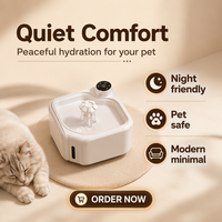 Distributeur d'eau pour animaux de compagnie en plastique de 2,8 L, fontaine à eau automatique rechargeable à circulation continue, filtration quadruple pour chats et chiens d'intérieur