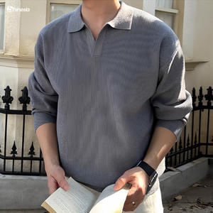 Maglione Pullover da Uomo in Lana e Cachemire a Collo Alto OEM&ODM, Pullover Essenziale da Uomo Tinta Unita in <span class=keywords><strong>Cotone</strong></span> con <span class=keywords><strong>Scollo</strong></span> a <span class=keywords><strong>V</strong></span>, Maglione Personalizzato Lavorato a Maglia - Product Image 1