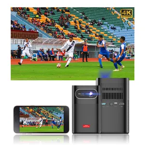 Proyektor mini DLP Android 9, untuk luar ruangan 4K full hd 250 ANSI dual wifi dan BT 5.0 proyektor portabel