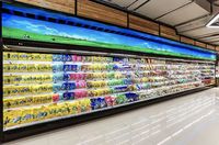 Réfrigérateur vitrine multi-étagères pour supermarché Carrier 1,9 mètre, refroidisseur à affichage à distance, refroidisseur ouvert pour légumes