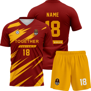 Grosir Langsung Pabrik Jersey Sepak Bola 100% Poliester Cetak Logo Kustom Set Seragam Tim Sepak Bola Minimum Order Layanan OEM - Product Image 5