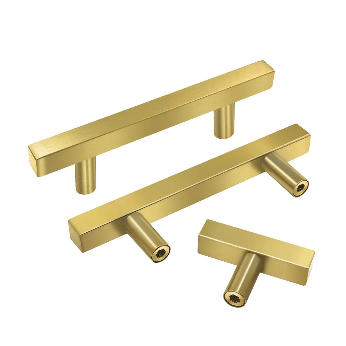 New Kitchen Cabinet Handles Hollow Furniture Pull Handle Brushed Golden Square T Bar Cabinet Handles Pulls