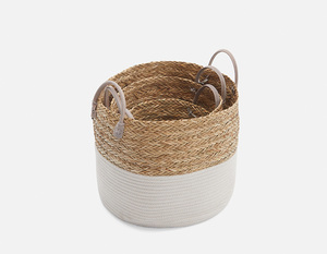 Maceta de Mimbre Tejida con Algas Marinas Naturales, Cubierta para Macetas, Plegable, Cesta de Almacenamiento para Cocina, Interior y Exterior - Product Image 6