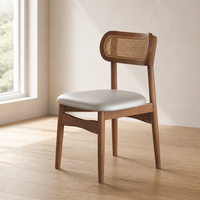 Chaise de salle à manger en bois avec dossier en cuir patte de chat et assise rembourrée, chaise d'appoint moderne pour salle à manger, cuisine, restaurant