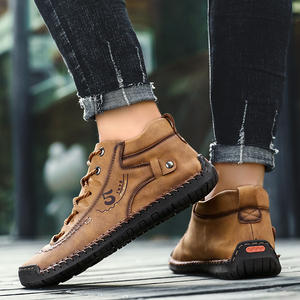 Botas térmicas de piel para <span class=keywords><strong>hombre</strong></span>, <span class=keywords><strong>botines</strong></span> informales hechos a mano, para caminar, de cuero genuino, para invierno, talla grande 13 - Product Image 5