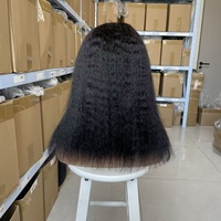 Perruque brésilienne 100 % cheveux humains, lisse Yaki, coupe bob, avec dentelle frontale 4x4 transparente, texture naturelle longue et lâche, qualité Remy