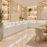 Maßgefertigte Moderne Schmuck-Vitrine LED-Beleuchtete Glasvitrine Schmuckgeschäft Ausstellungsschrank Möbel