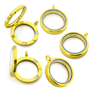 Venta al por mayor 25mm 30mm Aleación de Zinc cristal flotante medallón COLLAR COLGANTE joyería de las mujeres memoria viva medallón para encantos colgante regalo - Product Image 6