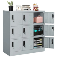 Casier métallique moderne à 9 portes pour bureau, salle de sport, école, maison, salon, entrée - Armoire de rangement sécurisée avec fente pour carte (Noir)