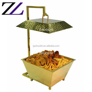 Tapa de gancho colgante de gran tamaño de 10L, juego de servicio de catering de Buffet de caligrafía árabe Blanca Dorada, platos de Cheffing ejecutivos para bodas - Product Image 5