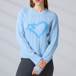 OEM ODM <b>Pullover</b> Knitwear Cable Long Sleeve Crew Neck Women's Sweaters with Embroidery Logo - Product Image 6