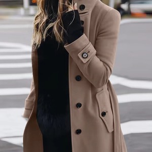 Nouvelle Collection Automne/Hiver 2023 – Manteau Slim en <span class=keywords><strong>Laine</strong></span> et Mélanges à Col Montant pour Femme – Vêtement d'extérieur - Product Image 5