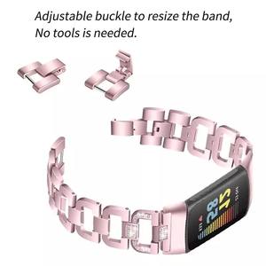 <span class=keywords><strong>Bracelet</strong></span> en métal de remplacement de <span class=keywords><strong>bracelet</strong></span> en forme de D pour <span class=keywords><strong>bracelet</strong></span> de montre en acier inoxydable diamant de <span class=keywords><strong>luxe</strong></span> <span class=keywords><strong>Fitbit</strong></span> Charge 5 - Product Image 3