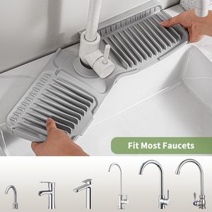 Tapis de protection pour robinet d'évier de cuisine, 24 pouces, en silicone, anti-éclaboussures, 7 ° Tapis de robinet auto-drainant à séchage rapide et à drainage rapide pour un rangement impeccable - Product Image 6