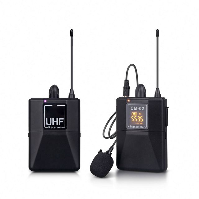 Portable LED Audio UHF Wireless Lavalier Microphone Cardioid Single Channel 30 Selectable 50m Range for DSLR Camera