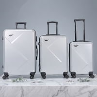 Ensemble de 3 valises légères de luxe en ABS avec roulettes pivotantes, design épuré, fermeture éclair, pour voyages aéroportuaires unisexe, direct usine