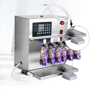 Bomba magnética semiautomática, 6 cabezales, bolsa de boquilla para bebidas, bolsa vertical de un solo cabezal, máquina de llenado de líquidos