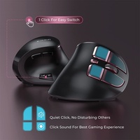 Ratón Inalámbrico Óptico Vertical Dual JOMAA 2.4G para Juegos, para Portátil/Notebook Mac, 9 Botones, Recargable, Ergonómico para Diestros