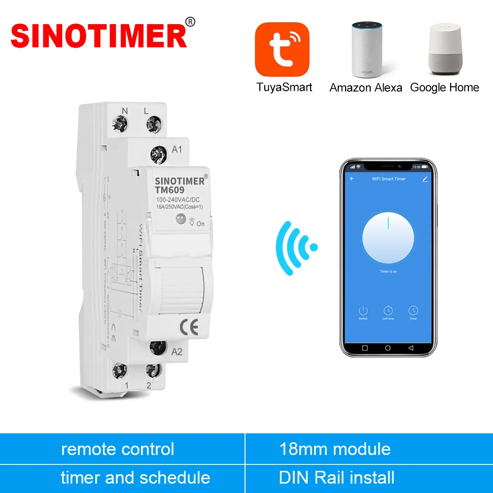 NEW WIFI Home Smart Timer Remote Control by Mobile Tuya APP Timing Switch with Countdown Manual Switch 100-240VAC DIN Rail