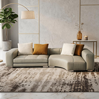 Ensemble de canapés modulaires en tissu bouclé, canapé moderne incurvé pour salon avec ottoman