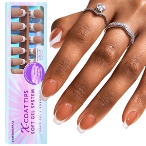 XCOATTIPS เล็บปลอมทรงโลงศพสั้น อุปกรณ์ทำเล็บปลอมขายส่ง ปลายเล็บแบบฝรั่งเศส เจลนิ่ม X Coat Tips เล็บปลอมแบบกดติด คุณภาพระดับร้านทำเล็บ - Product Image 1