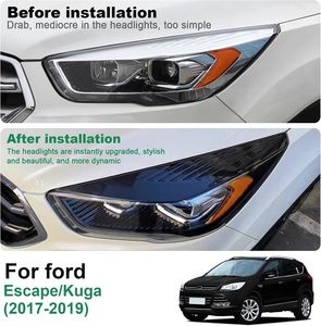 Cubierta Adhesiva Decorativa para Faros Delanteros de Coche, Estilo ABS, para Ford Escape Kuga 2017 2018 2019, Exterior - Product Image 4