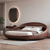 Neues chinesisch-inspiriertes nordamerikanisches Massivholz-Doppelbett mit geschwungener Form und Demontagefunktion, 1,8 m, hochwertige Schlafzimmermöbel