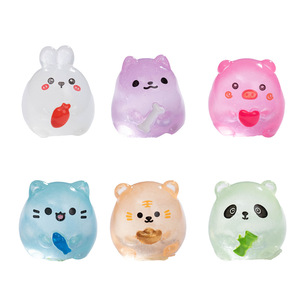 Adornos de jardín de resina con animales que brillan en la oscuridad, mini muñecos para decoraciones DIY, figuras independientes de panda, conejo, cerdo, tigre, gatito y cachorro. - Product Image 1